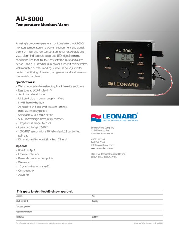 Leonard Specification Sheet